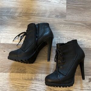 Aldo Black High Heel Lace-up Ankle Boots